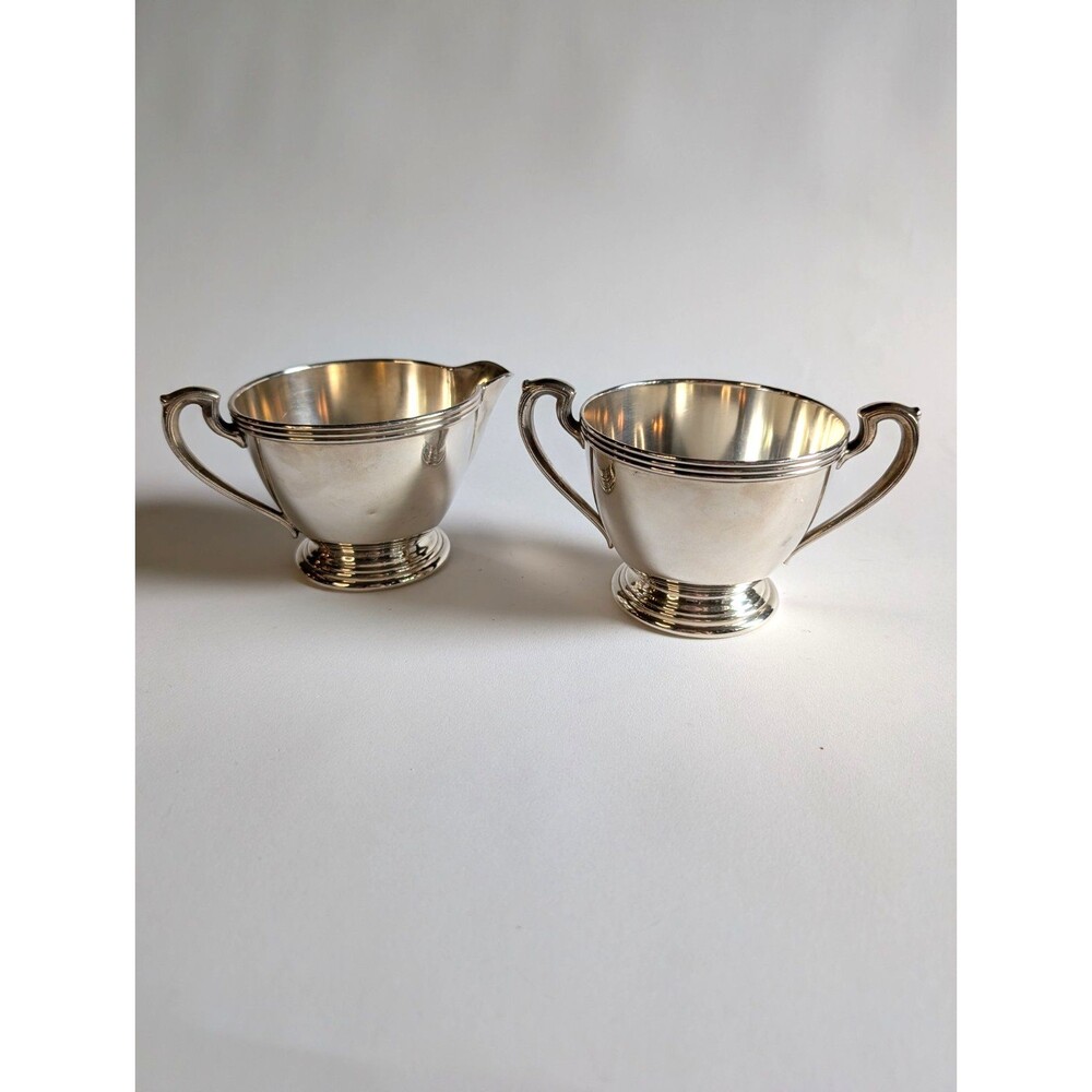 WM Rogers Silverplate Windsor Creamer and Sugar Bowl Set Post-1940